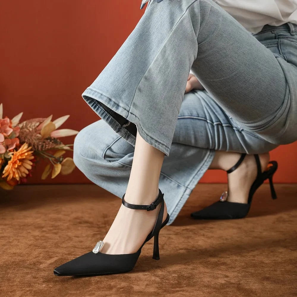 Point Toe Stiletto Slingback Pumps - Fashorio