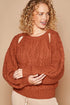 POL Cable Knit Cutout Long Sleeve Sweater - Fashorio