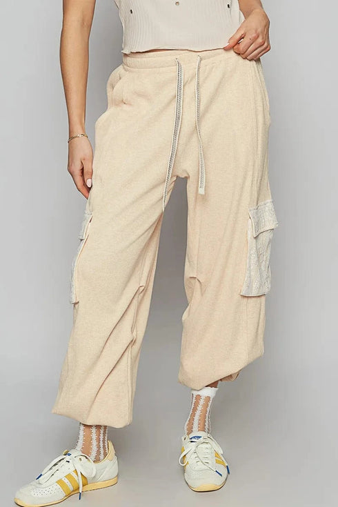 POL Drawstring Lace Pocket Patch Joggers - Fashorio