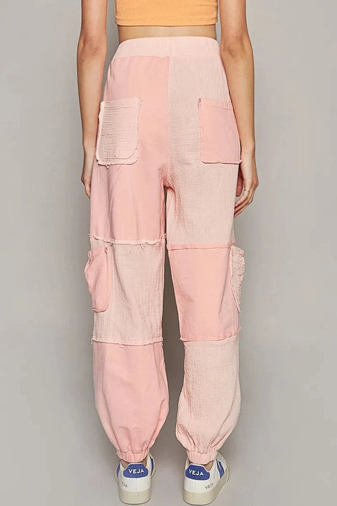 POL Drawstring Pocketed Contrast Jogger Pants - Fashorio