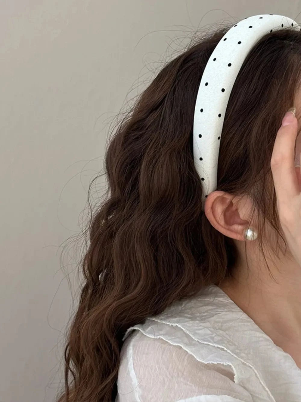 Polka Dot Polyester Wide Headband - Fashorio