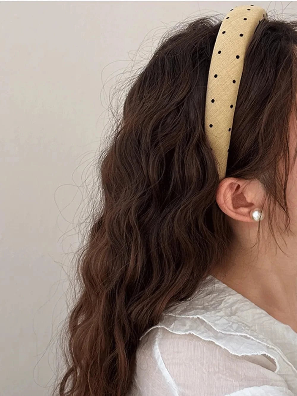 Polka Dot Polyester Wide Headband - Fashorio