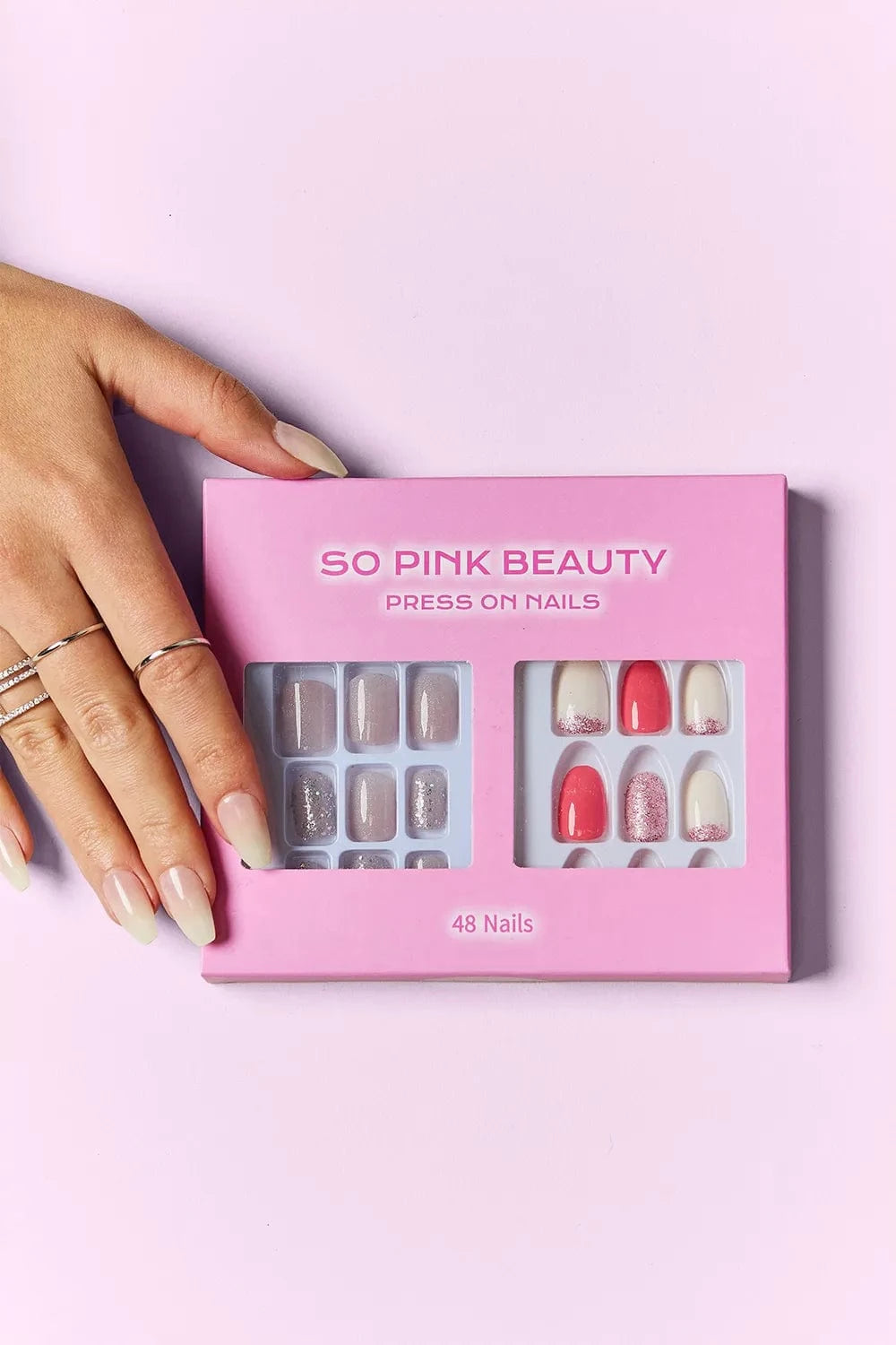 SO PINK BEAUTY Press On Nails 2 Packs Pop of Pink One Size - Fashorio