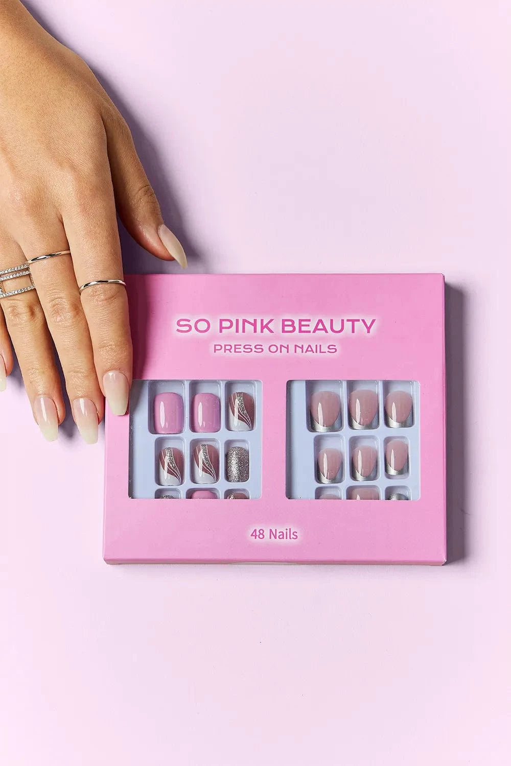 SO PINK BEAUTY Press On Nails 2 Packs Pretty in Pink One Size - Fashorio