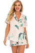 Fashorio Printed Button Up Short Sleeve Top and Shorts Lounge Set