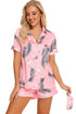 Fashorio Printed Button Up Short Sleeve Top and Shorts Lounge Set