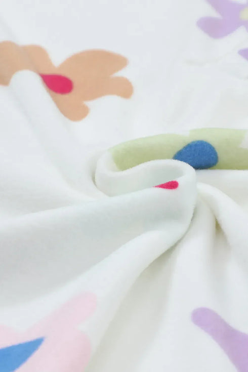 Fashorio Printed Quarter Button Top and Drawstring Shorts Lounge Set