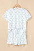 Fashorio Printed Round Neck Top and Shorts Two-Piece Lounge Set