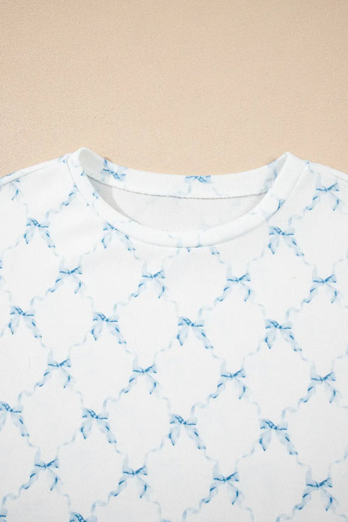 Fashorio Printed Round Neck Top and Shorts Two-Piece Lounge Set