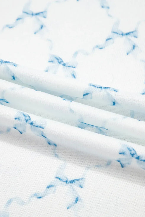 Fashorio Printed Round Neck Top and Shorts Two-Piece Lounge Set