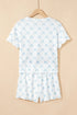 Fashorio Printed Round Neck Top and Shorts Two-Piece Lounge Set