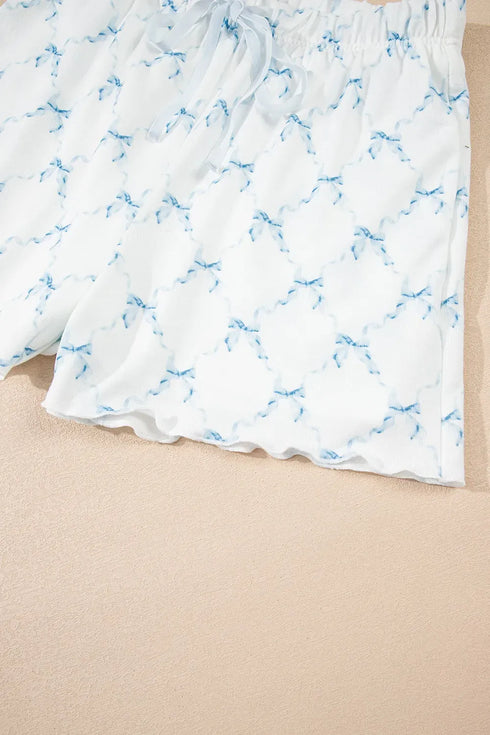 Fashorio Printed Round Neck Top and Shorts Two-Piece Lounge Set