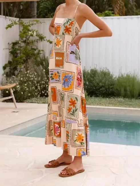 Fashorio Printed Strapless Maxi Cami Dress