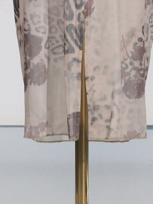 Fashorio Printed Sweetheart Neck Bodycon Maxi Dress