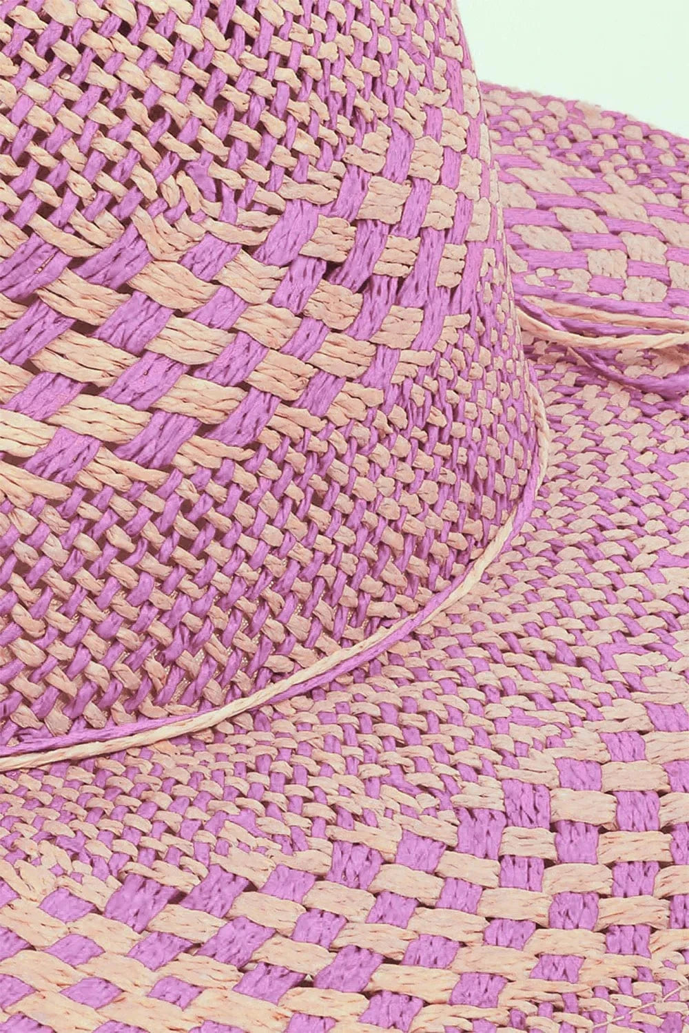 Fame Checkered Straw Weave Sun Hat - Fashorio