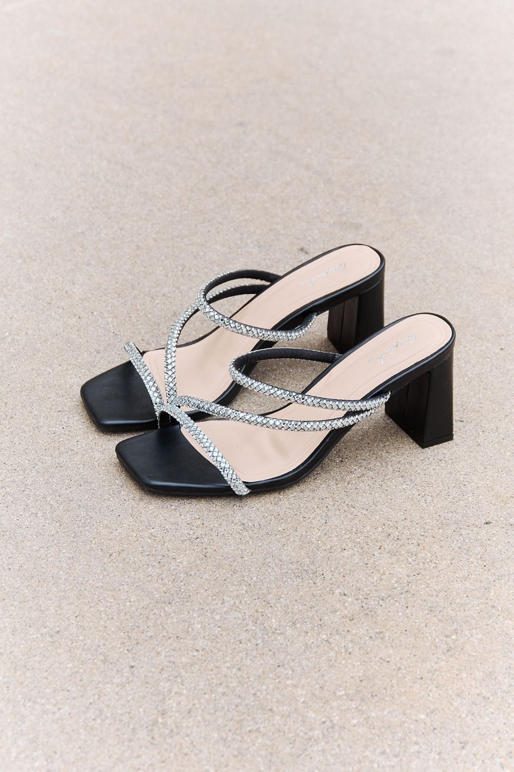 Qupid Level Up Rhinestone Strap Heels - Fashorio