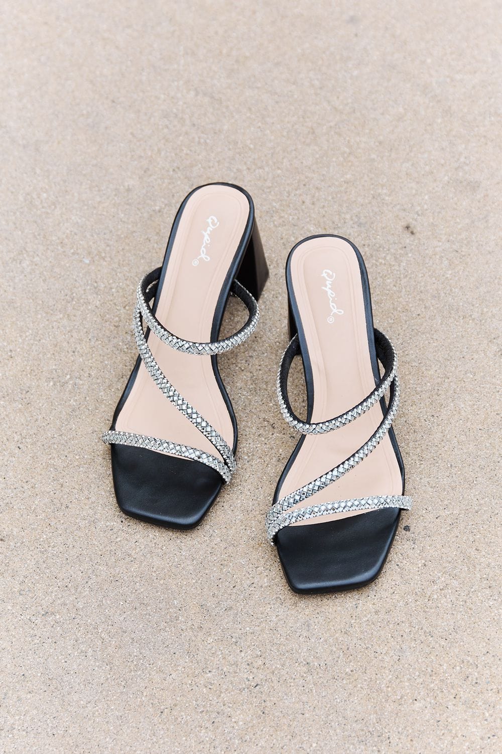 Qupid Level Up Rhinestone Strap Heels - Fashorio