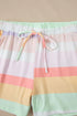 Fashorio Rainbow Striped Round Neck T Shirt and Shorts Lounge Set