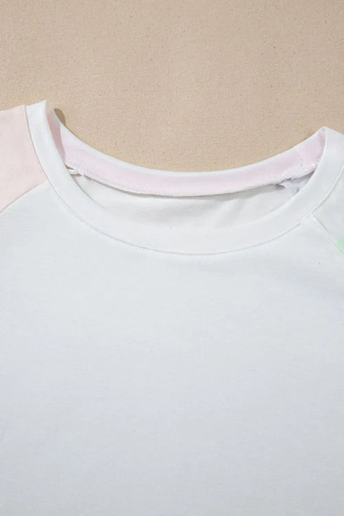 Fashorio Rainbow Striped Round Neck T Shirt and Shorts Lounge Set