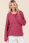 Mittoshop Openwork Round Neck Drop Shoulder Sweater RASPBERRY - Fashorio