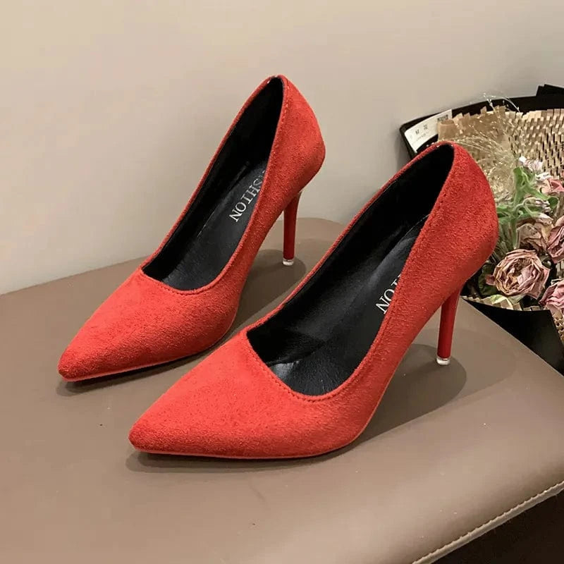Point Toe Stiletto Pumps Red - Fashorio