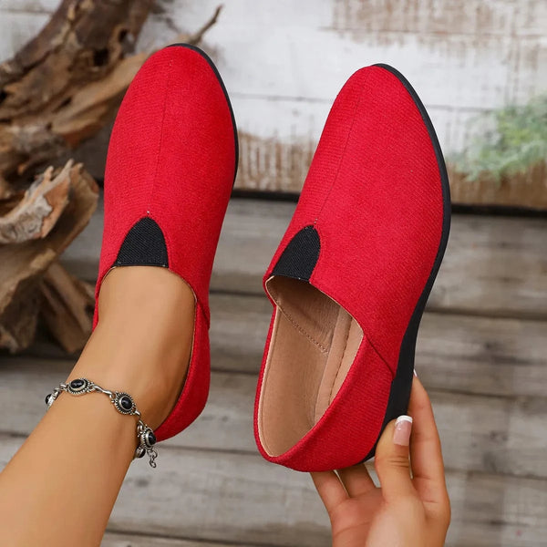 Breathable Mesh Slip-On Loafers Red - Fashorio