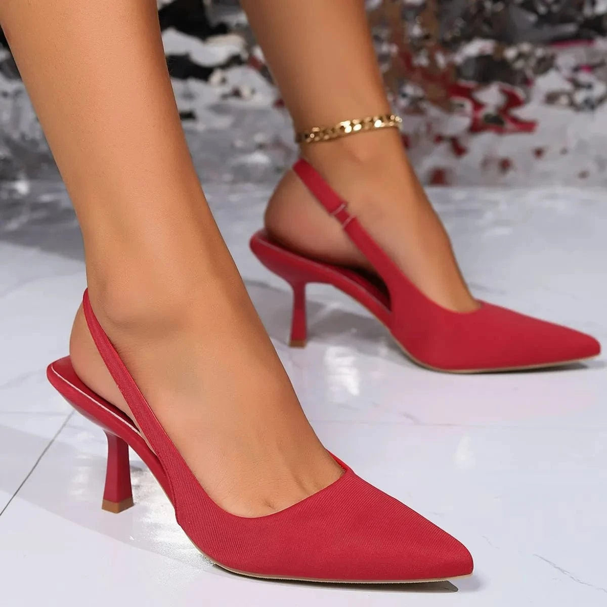 Point Toe Stiletto Pumps Red - Fashorio