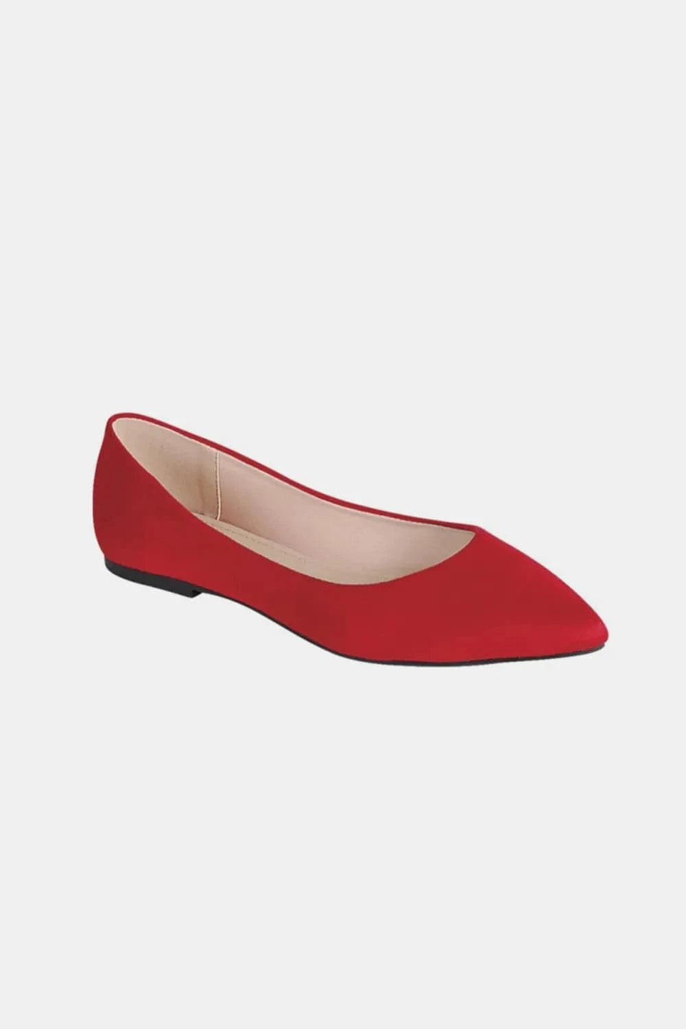 Forever Link Pointy Toe Slip On Flat Loafers Red - Fashorio