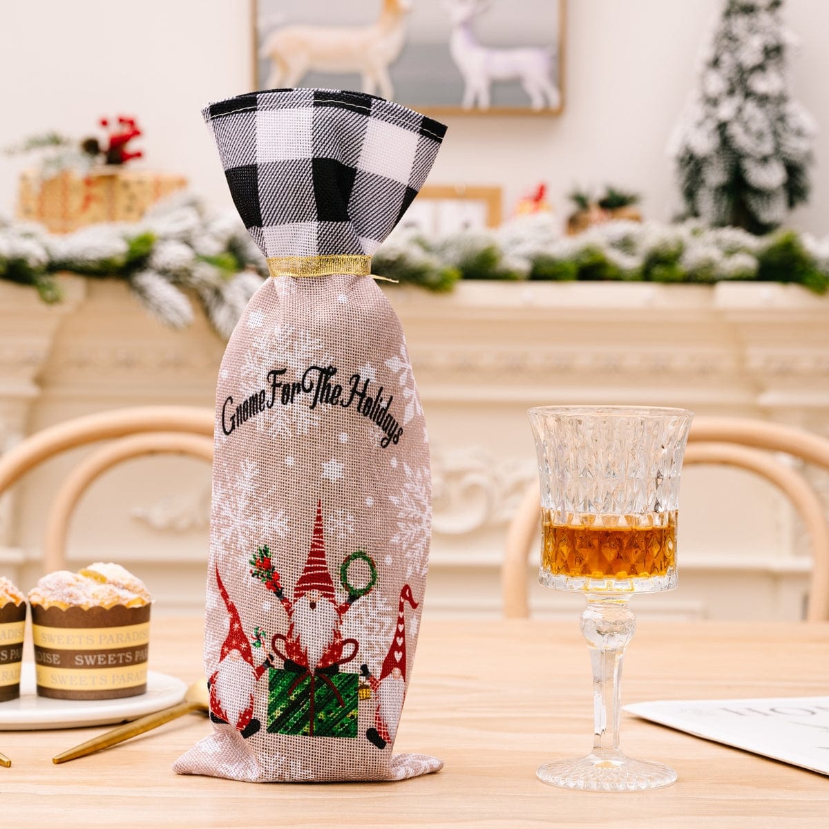 2-Piece Christmas Plaid Wine Bottle Covers - Fashorio