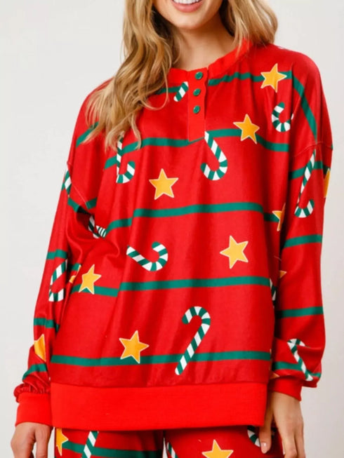 Fashorio Red / S Christmas Long Sleeve Top and Pants Lounge Set