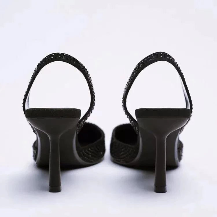 Rhinestone Slingback High Heel Pumps - Fashorio