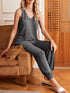 Fashorio Ribbed Knit V-Neck Tank and Pants Lounge Set