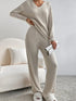 Fashorio Ribbed Knit V-Neck Top and Pants Lounge Set