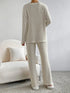Fashorio Ribbed Knit V-Neck Top and Pants Lounge Set