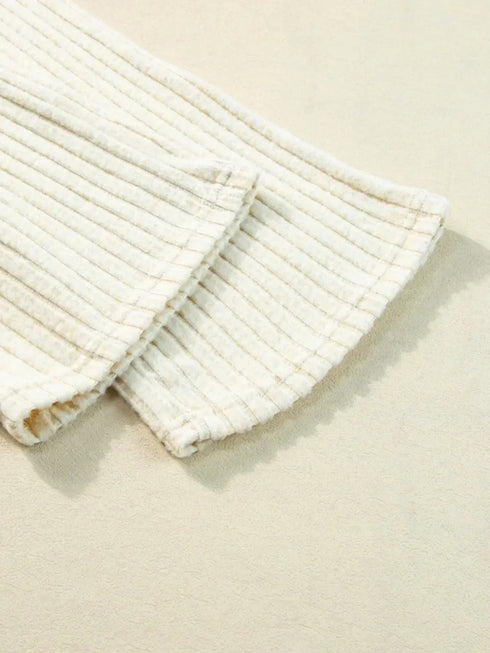 Fashorio Ribbed Knit V-Neck Top and Pants Lounge Set