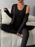 Fashorio Ribbed Tank Long Sleeve Cardigan and Pants 3 Piece Lounge Set