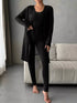 Fashorio Ribbed Tank Long Sleeve Cardigan and Pants 3 Piece Lounge Set