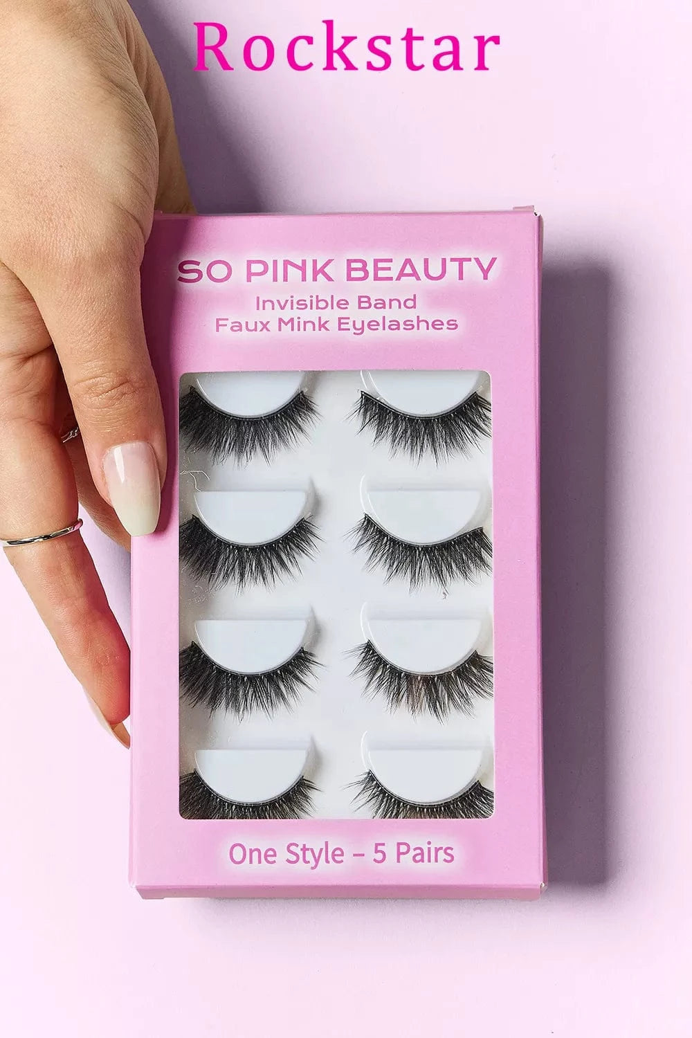 SO PINK BEAUTY Faux Mink Eyelashes 5 Pairs Rockstar One Size - Fashorio