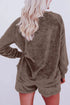 Fashorio Round Neck Long Sleeve Top and Shorts Lounge Set