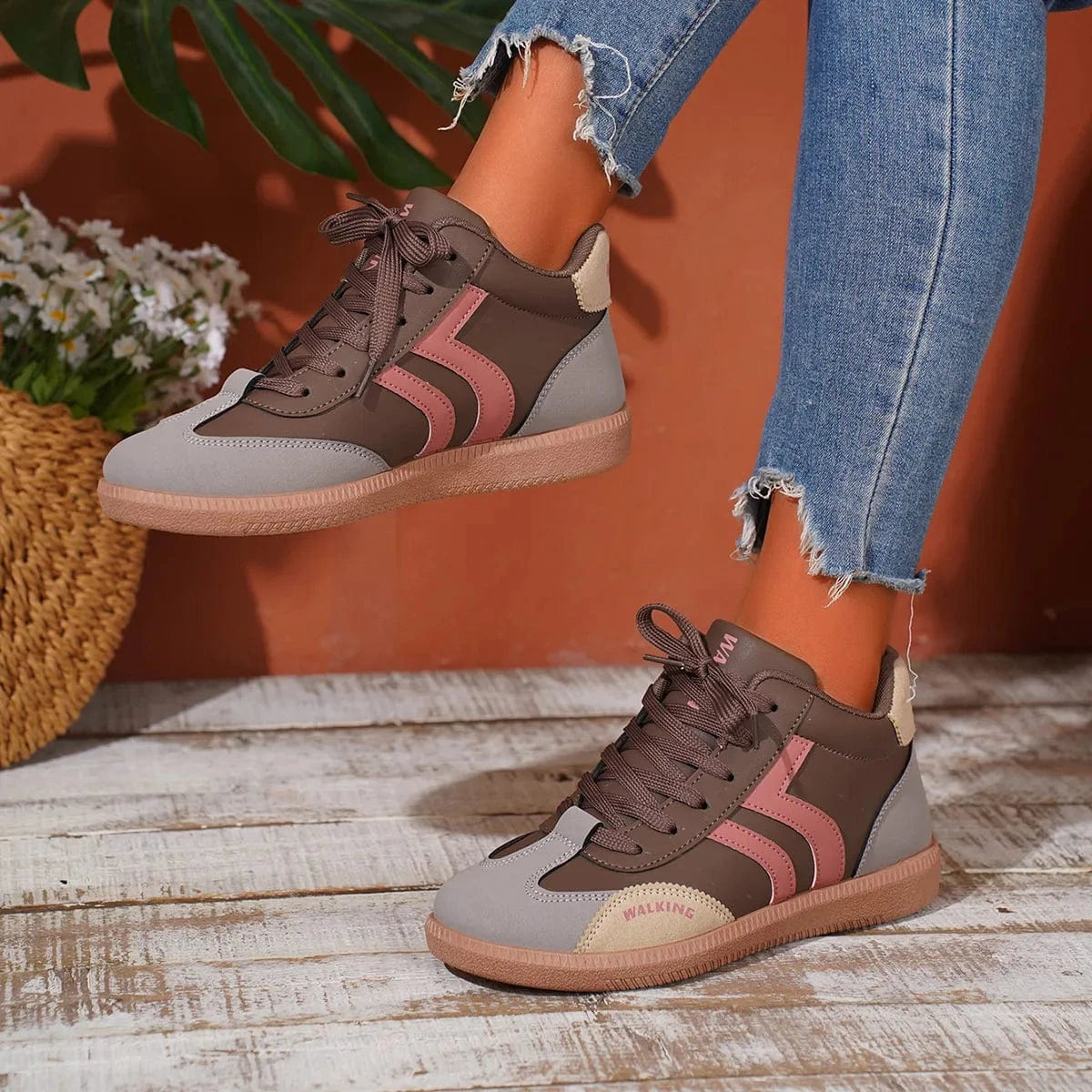 Round Toe Lace Up Sneakers - Fashorio