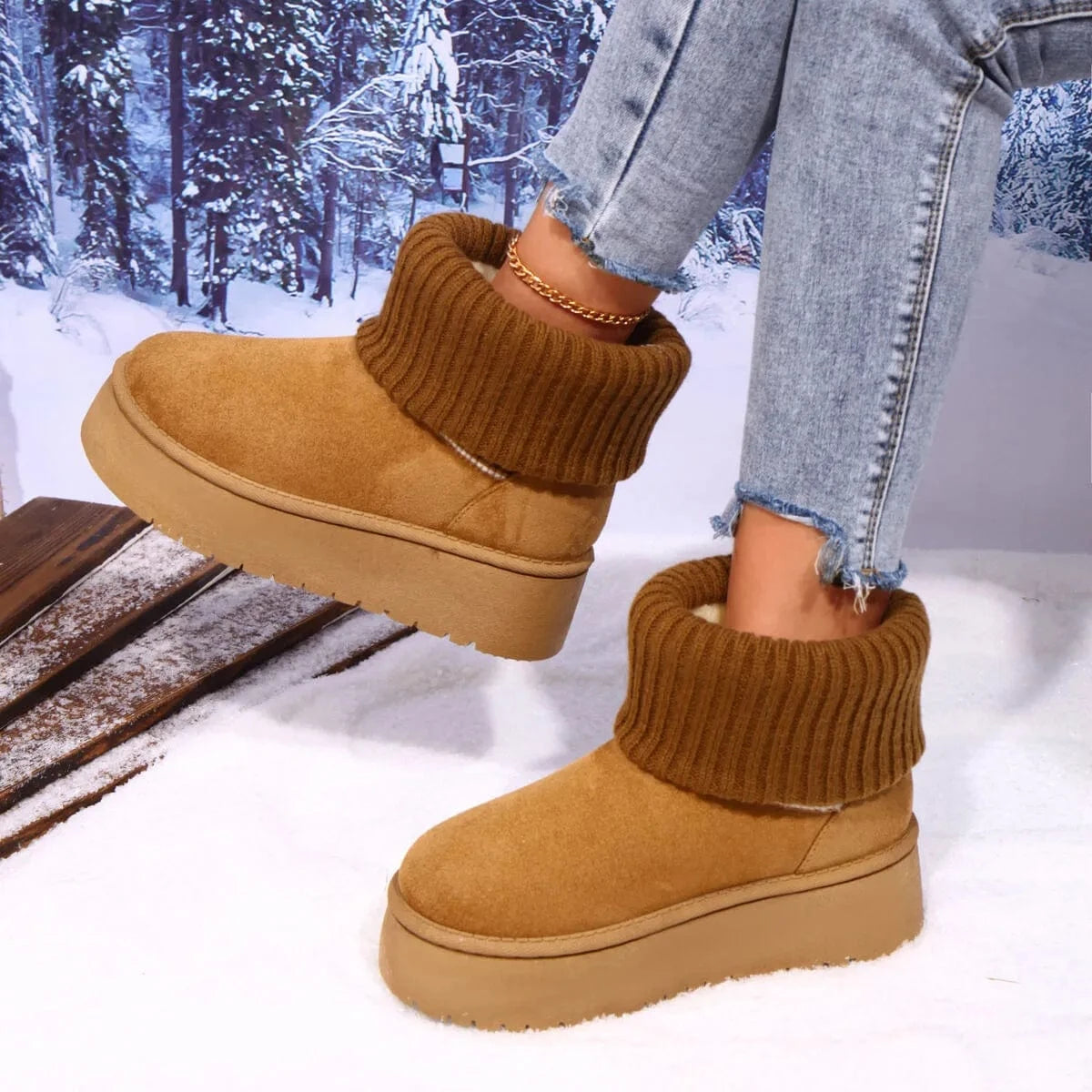 Round Toe Platform Boots - Fashorio