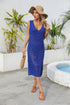 Fashorio Royal Blue / One Size Angel Wings Openwork Slit V-Neck Sleeveless Cover Up