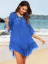 Fashorio Royal Blue / One Size Backless Cutout Three-Quarter Sleeve Cover Up