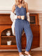 Fashorio Royal Blue / S Ribbed Knit V-Neck Tank and Pants Lounge Set