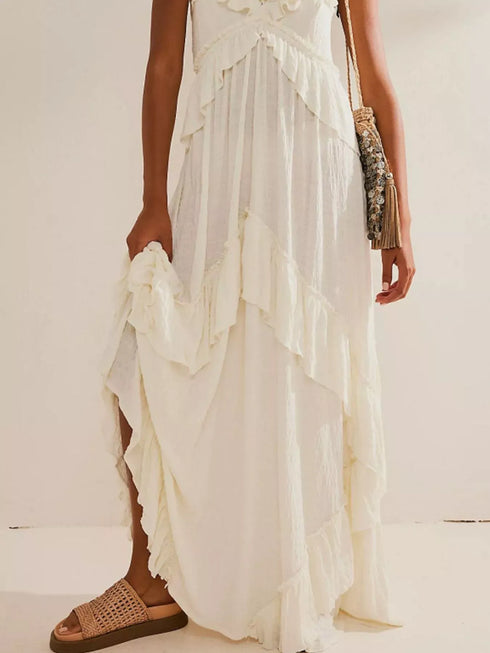 Fashorio Ruffled Halter Neck Maxi Dress