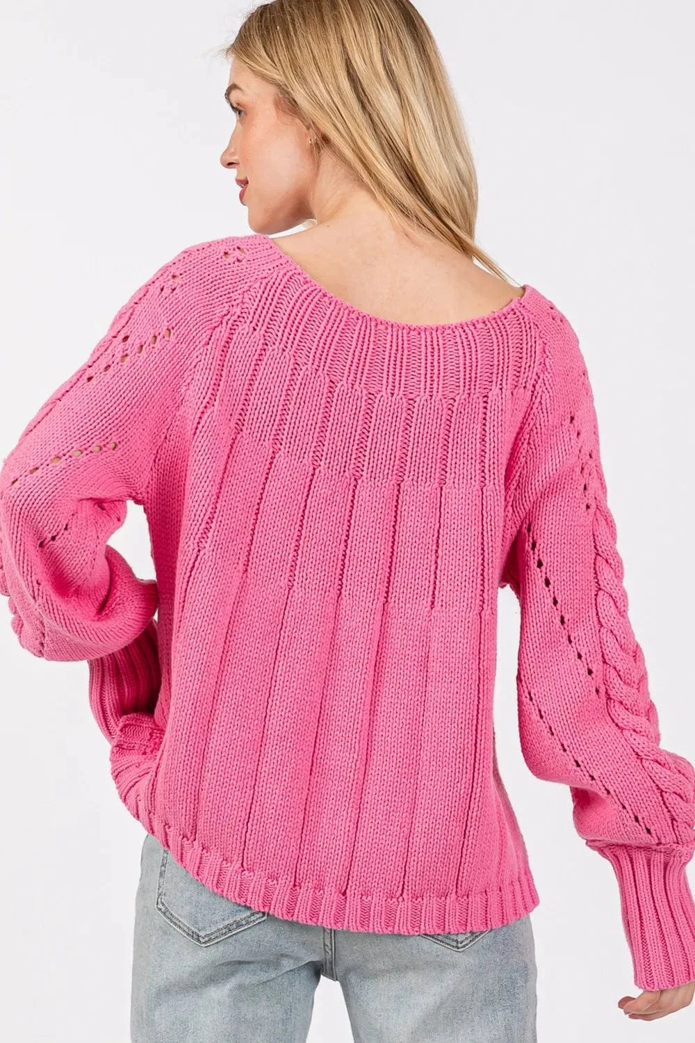 SAGE + FIG Cable-Knit Long Sleeve Sweater - Fashorio