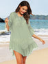 Fashorio Sage / One Size Backless Cutout Three-Quarter Sleeve Cover Up