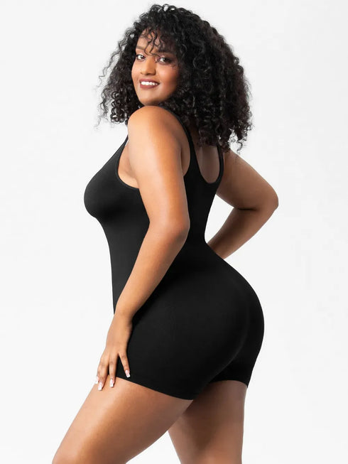 Fashorio Scoop Neck Wide Strap Shaping Romper