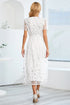 Fashorio Sequin Leaf Embroidery Tie Front Short Sleeve Dress