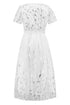 Fashorio Sequin Leaf Embroidery Tie Front Short Sleeve Dress